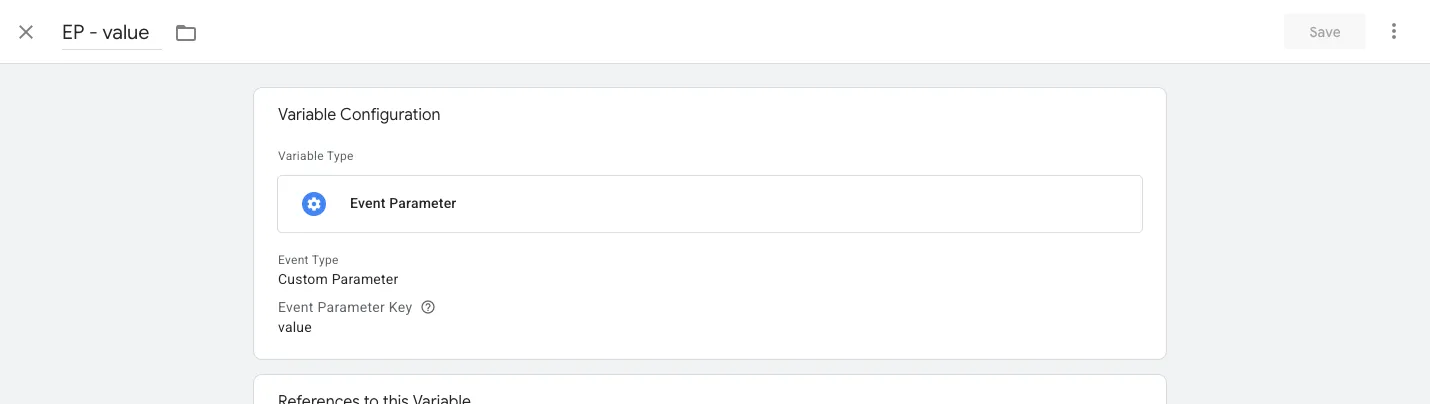 Google Tag Manager Event Parameter variable reading the value key